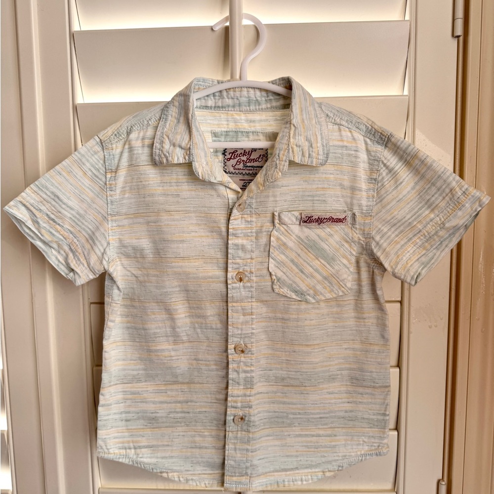 Lucky Brand Toddler Boys Striped Short‎ Sleeve Button Down Shirt 2T